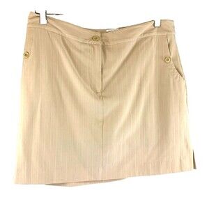 IZOD XFG Golf Stretch Tan Striped Ladies Zip Up Size 12 Skort 3 Pockets Slits